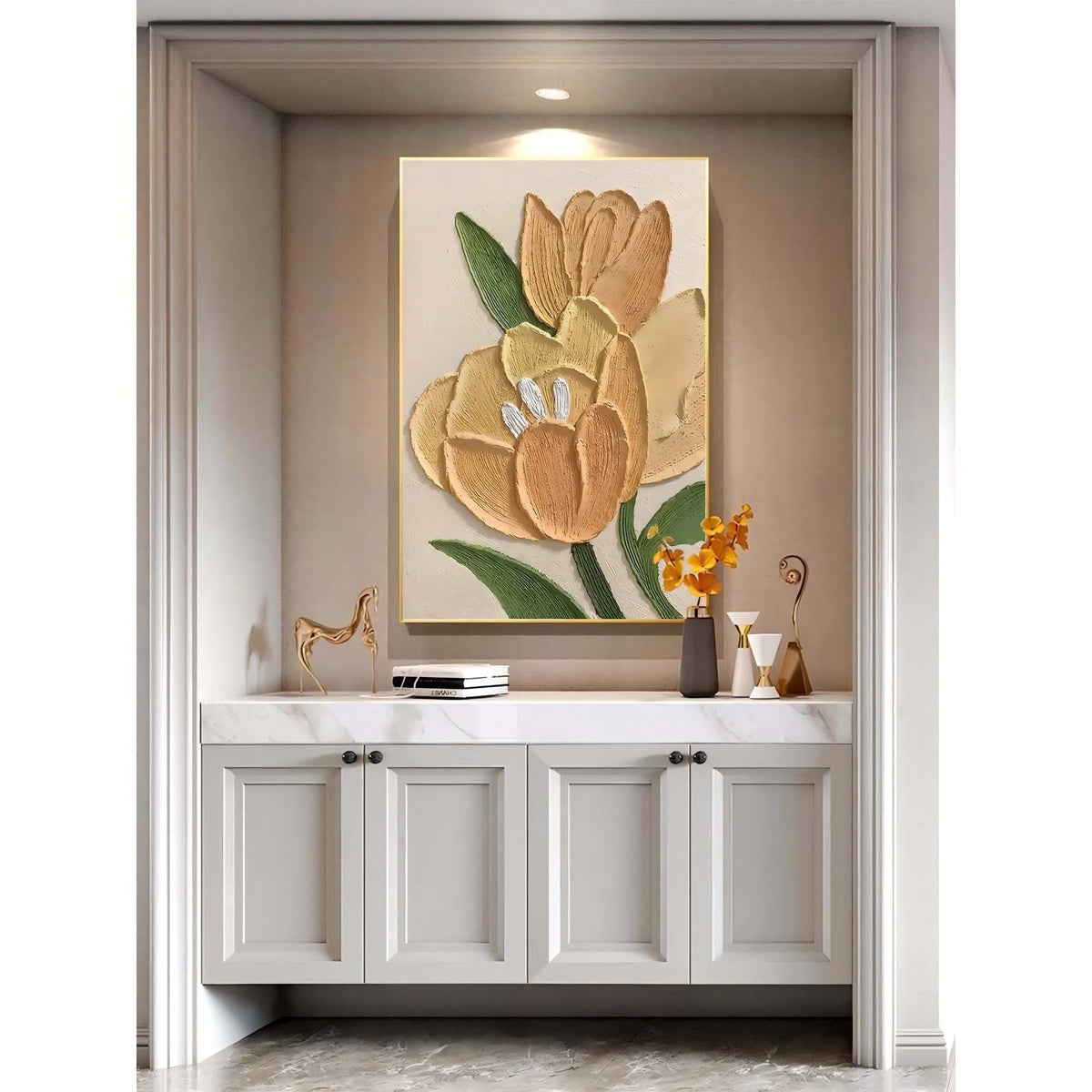Yellow Tulip Textured Modern Wall Art