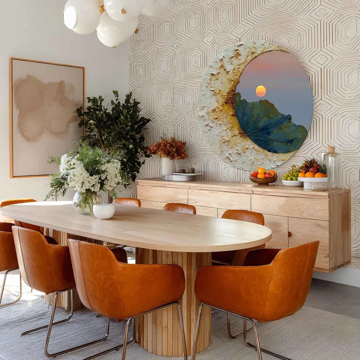 Wall Art Circular Impasto Lotus