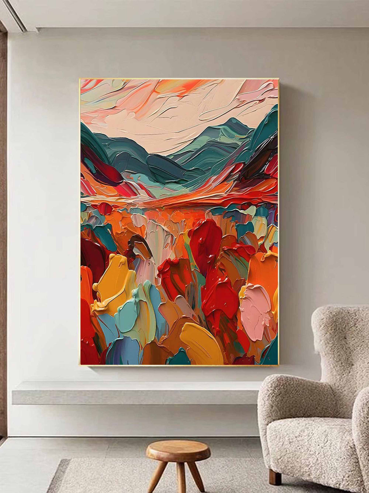 Colorful  Vibrant Mountain Landscape Painting