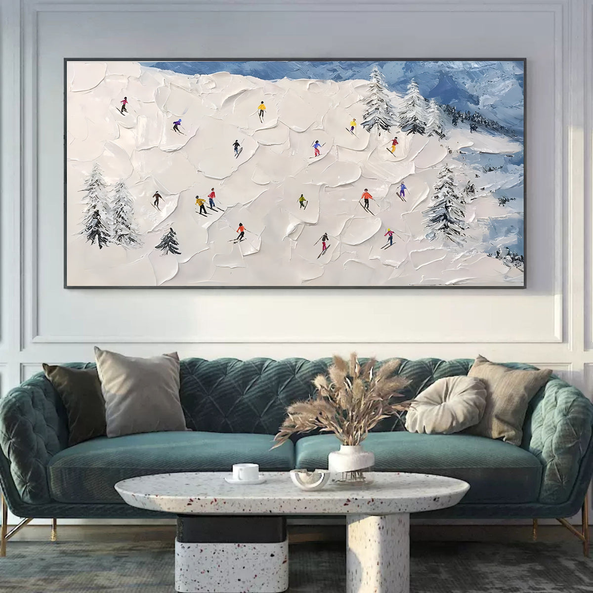 3D Textured Ski Resort Painting Winter Sports