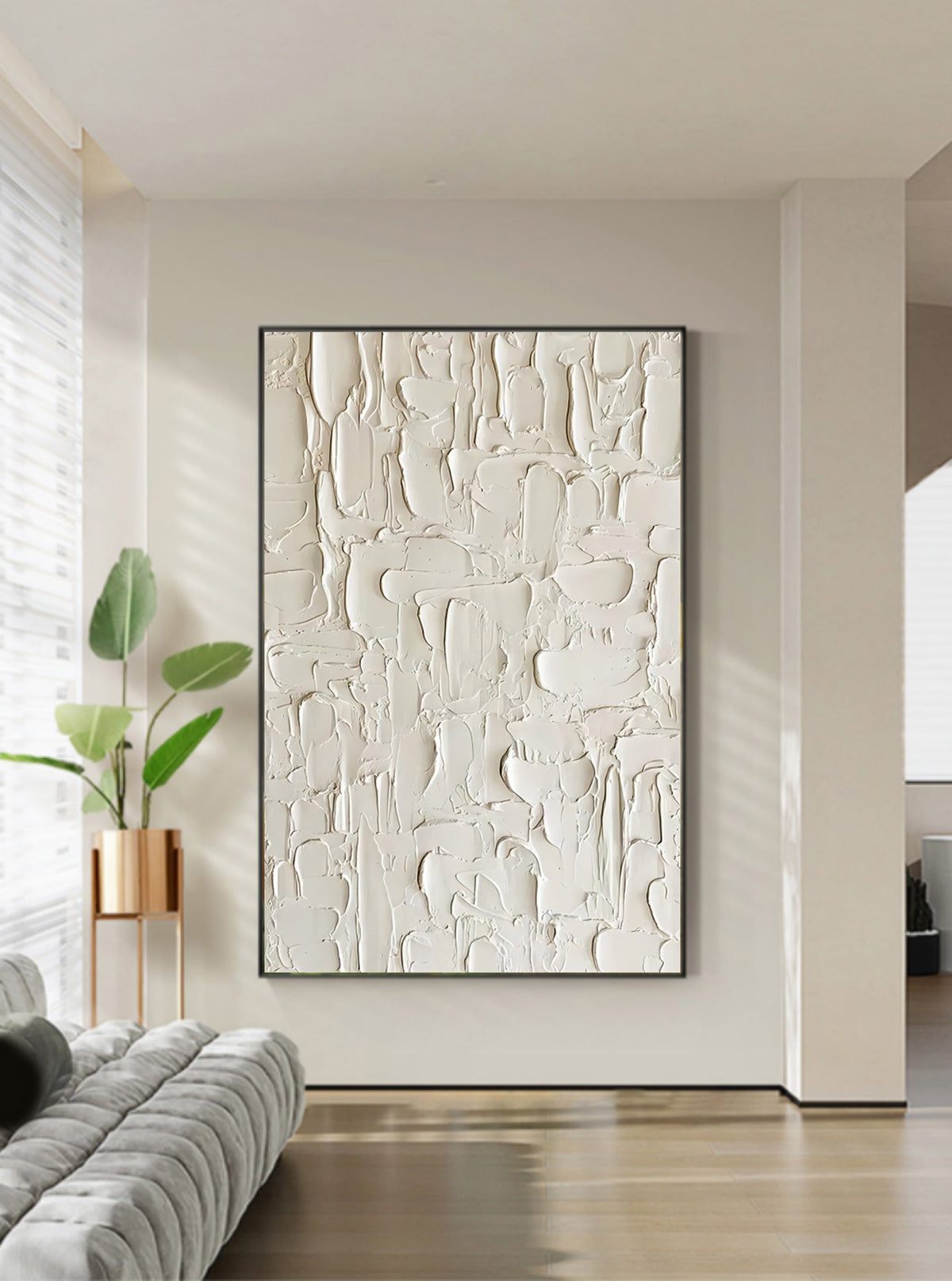 Minimalist 3D Textured White Wall Art