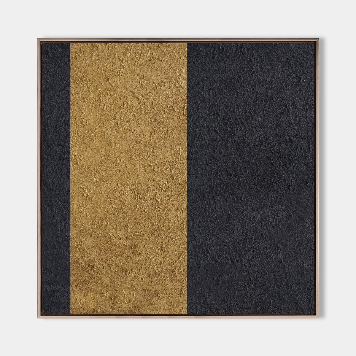 Black‑Gold Square Split‑Block Symmetrical Heavy‑Rugged‑Textured Artwork