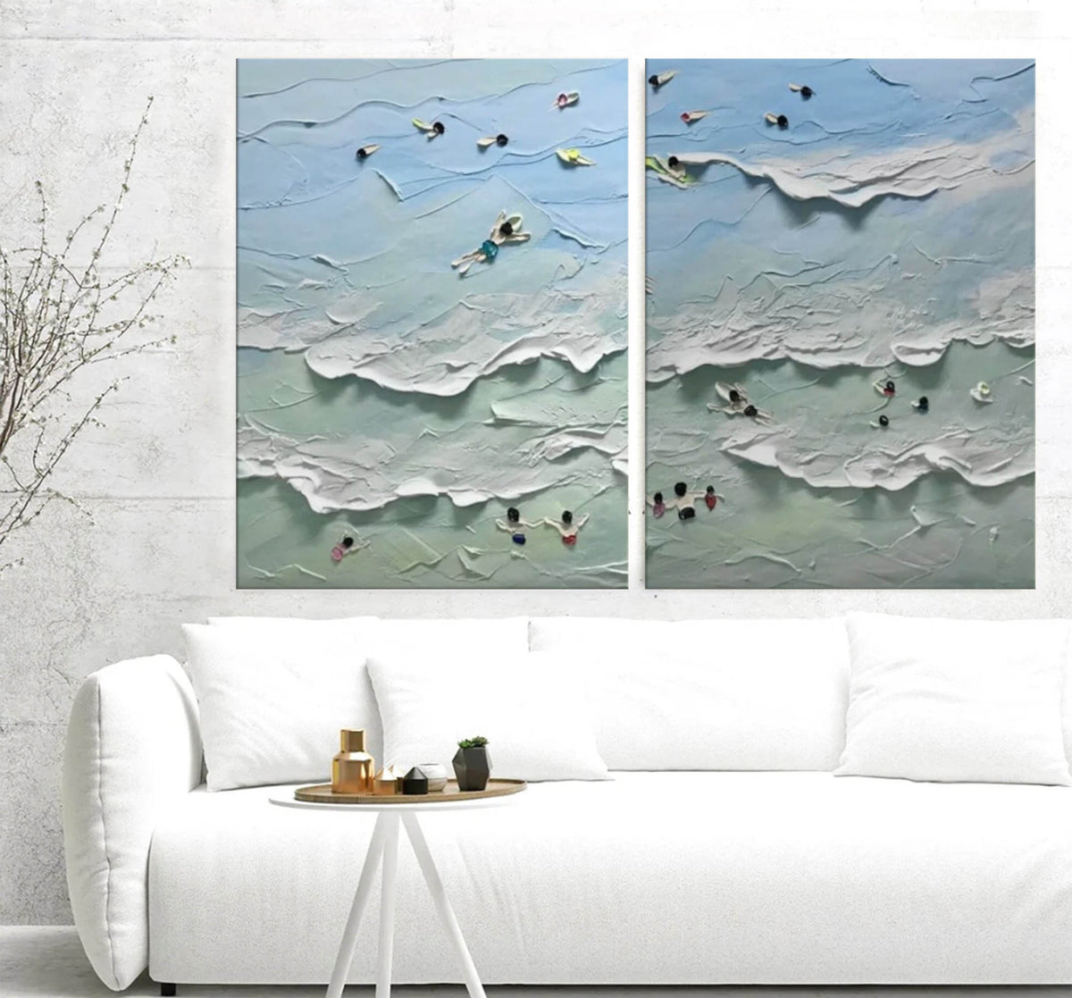 Diptych Painting Beach Scene 2-Piece Set