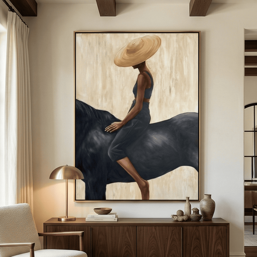Silent Ascent Cowgirl and Horse Oil Painting
