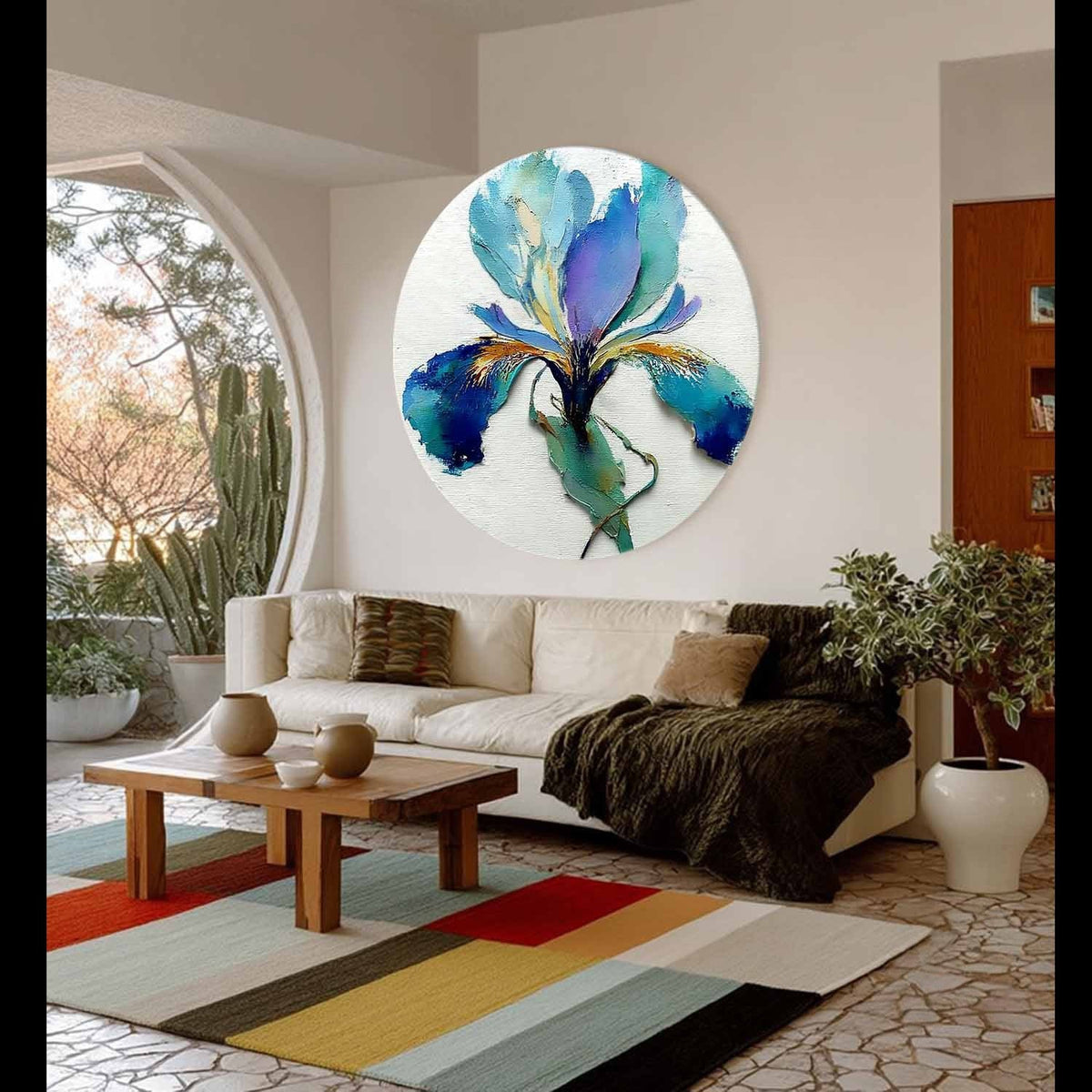 Wall Art Textured Impasto Iris Flower