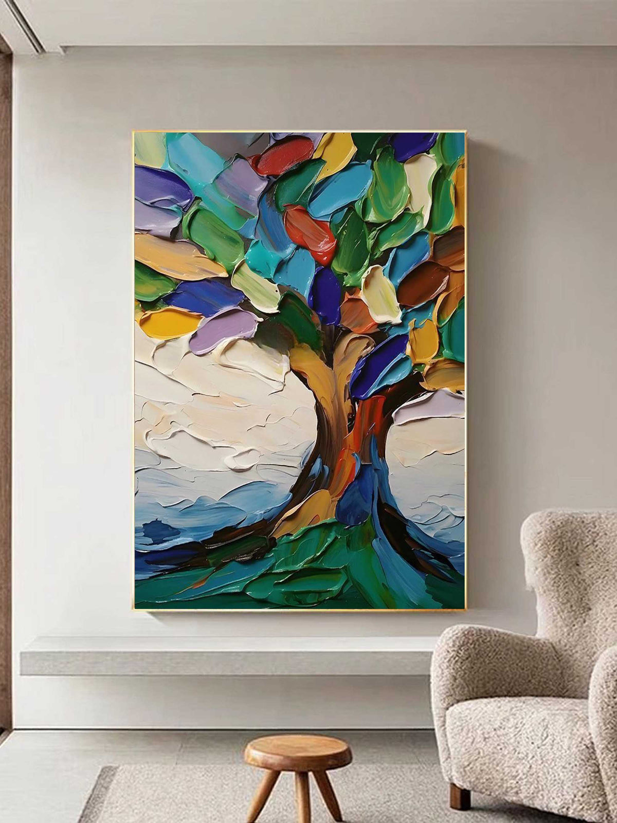 Colorful Tree of Life 3D Impasto Painting