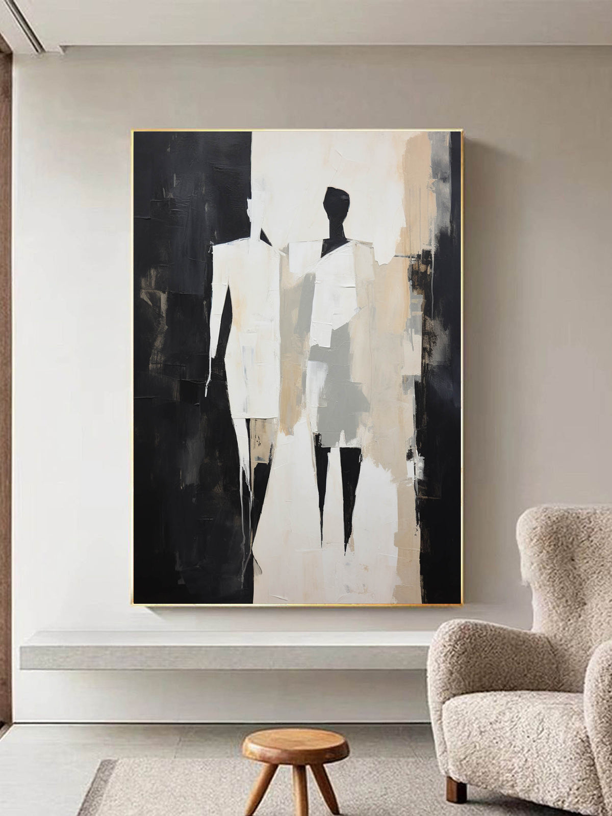 Abstract Couple Silhouette Impasto Painting