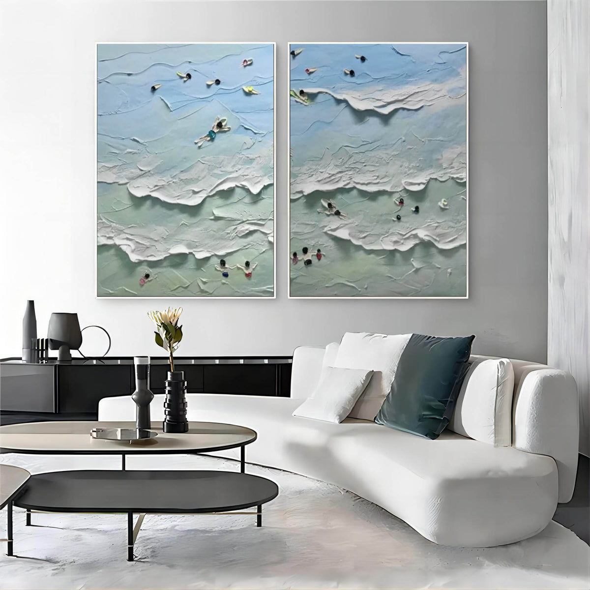 Diptych Painting Beach Scene 2-Piece Set