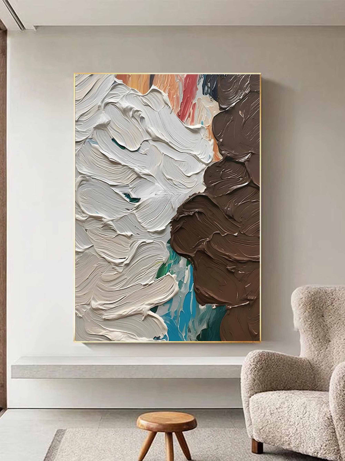 Wall Art Abstract Overlap Flowing Wabi-Sabi Linen