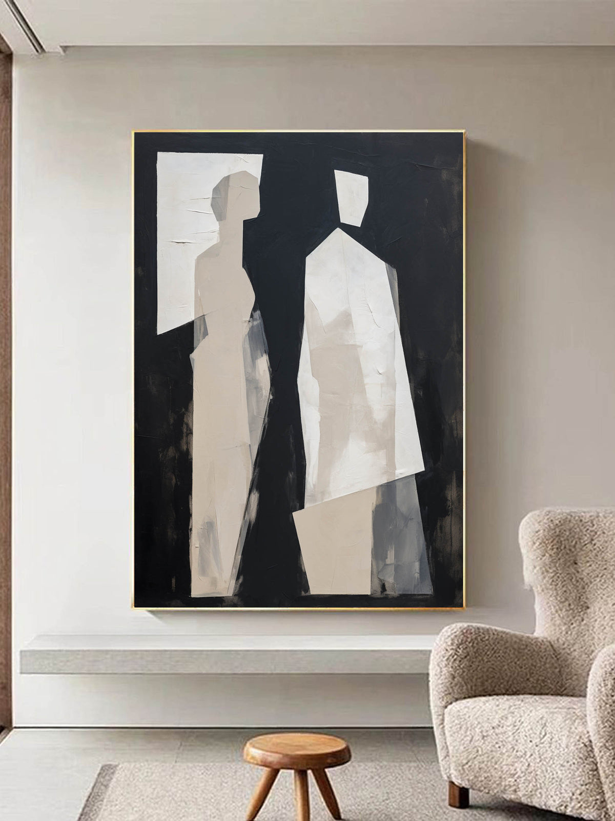 Black And White Minimalist Abstract Figure Wall Art