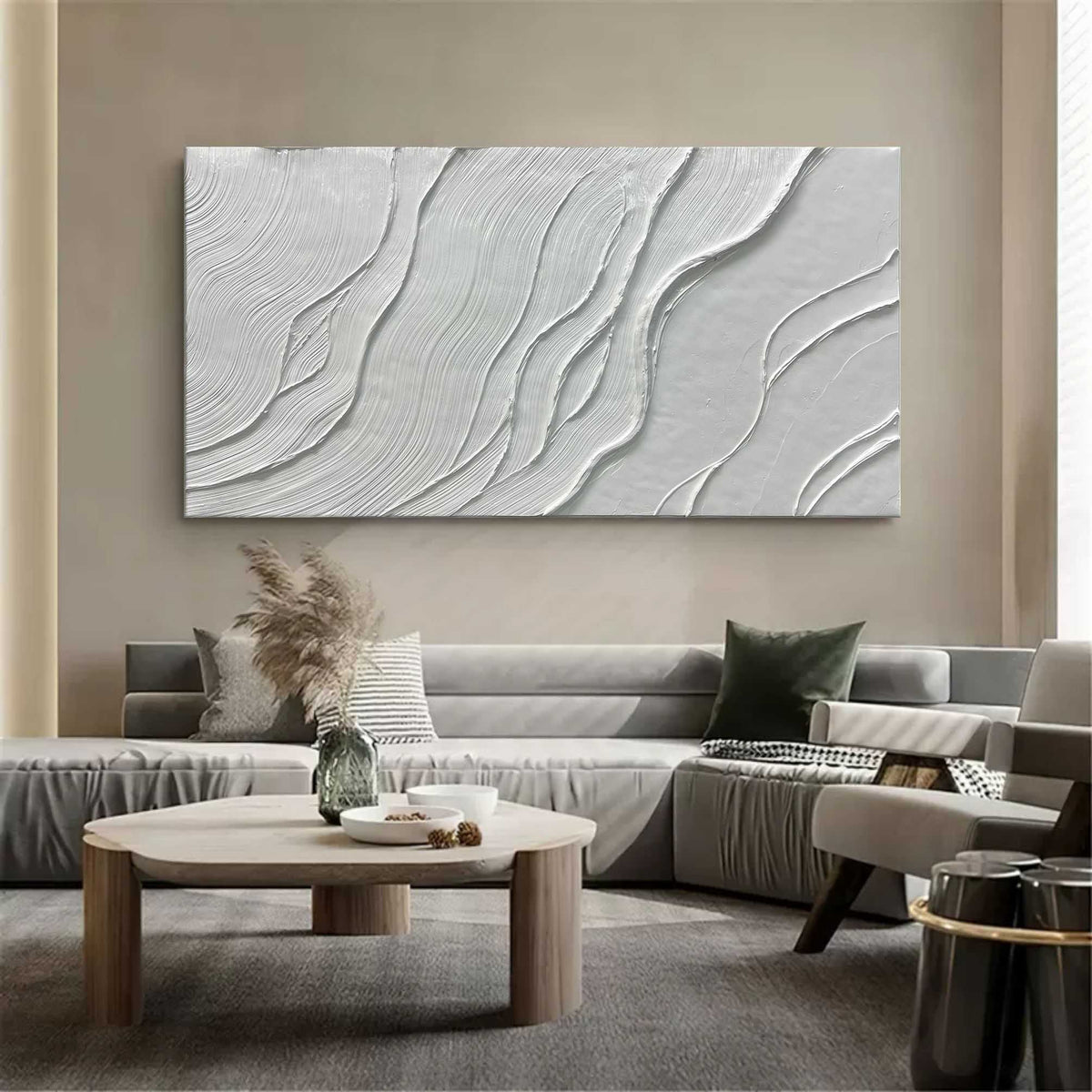 Plaster White Wave Texture Panoramic Painting
