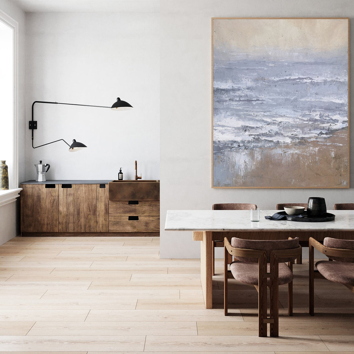 Neutral Tone Beach Landscape Oil Painting