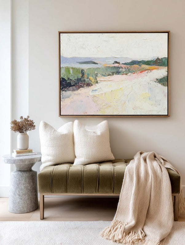 Wall Art Abstract Pastel Landscape Textured Linen Canvas Living Room