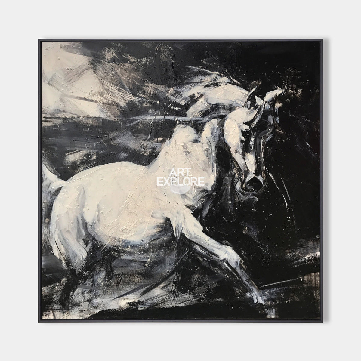 White Horse Abstract Portrait Painting