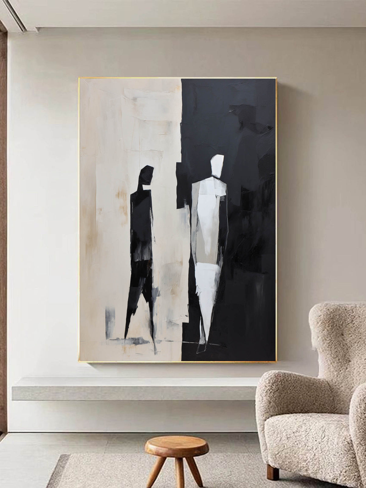 Contemporary Black White Figure Painting