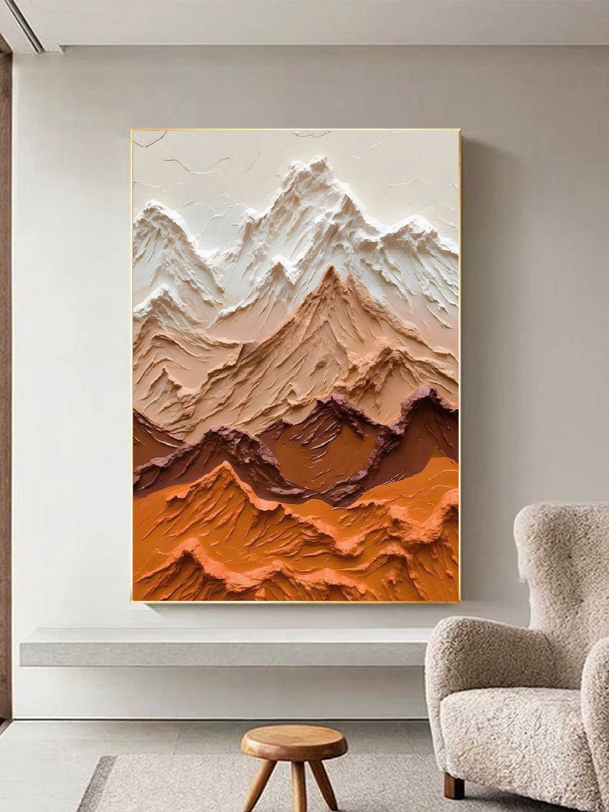 Textured Mountain Range Oil Painting