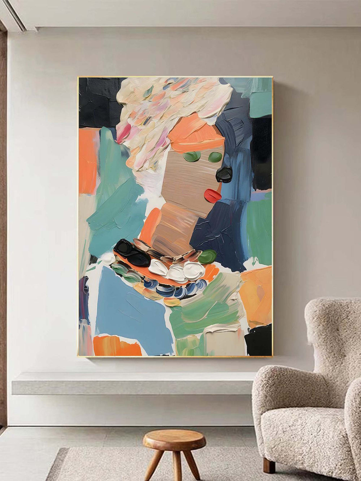 Wall Art Colorful Abstract Portrait Personality Linen