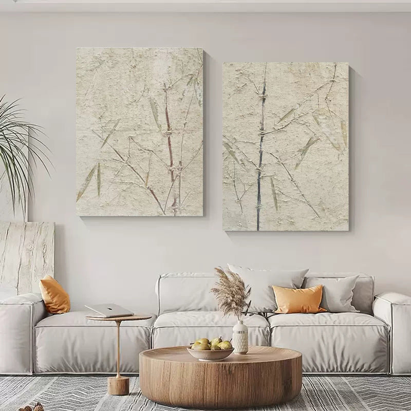 Wabi Sabi Bamboo Texture 2 Piece Wall Art Oriental
