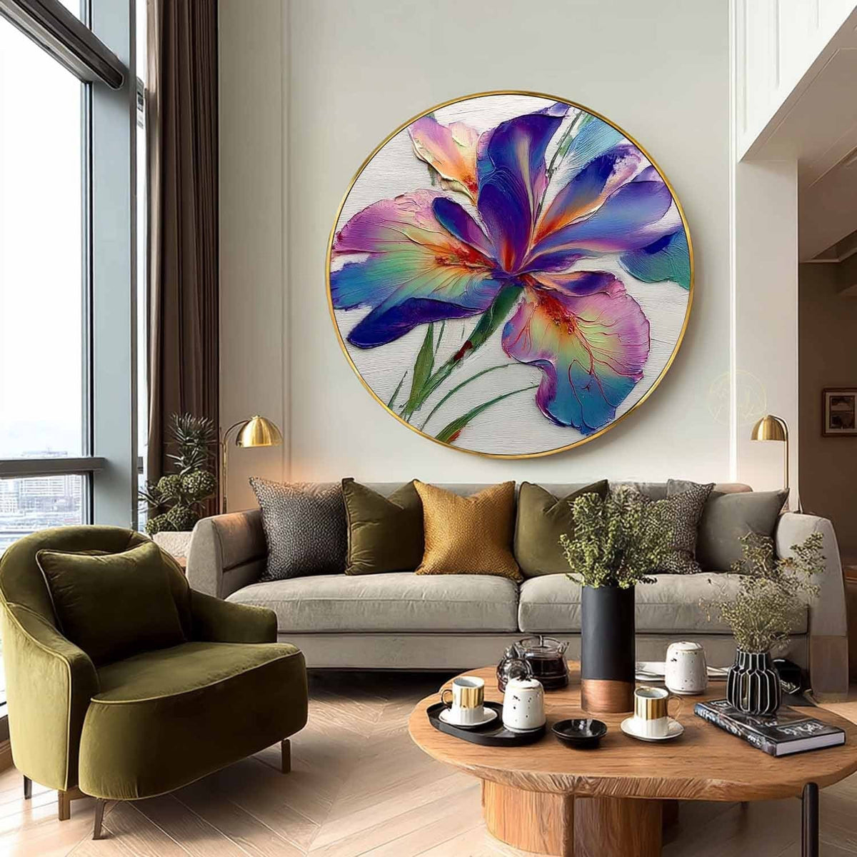 Wall Art Textured Impasto Iris Flower