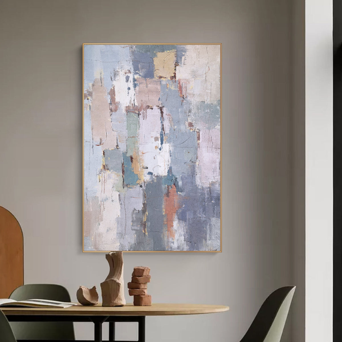 Soft Neutral Abstract Oil Painting