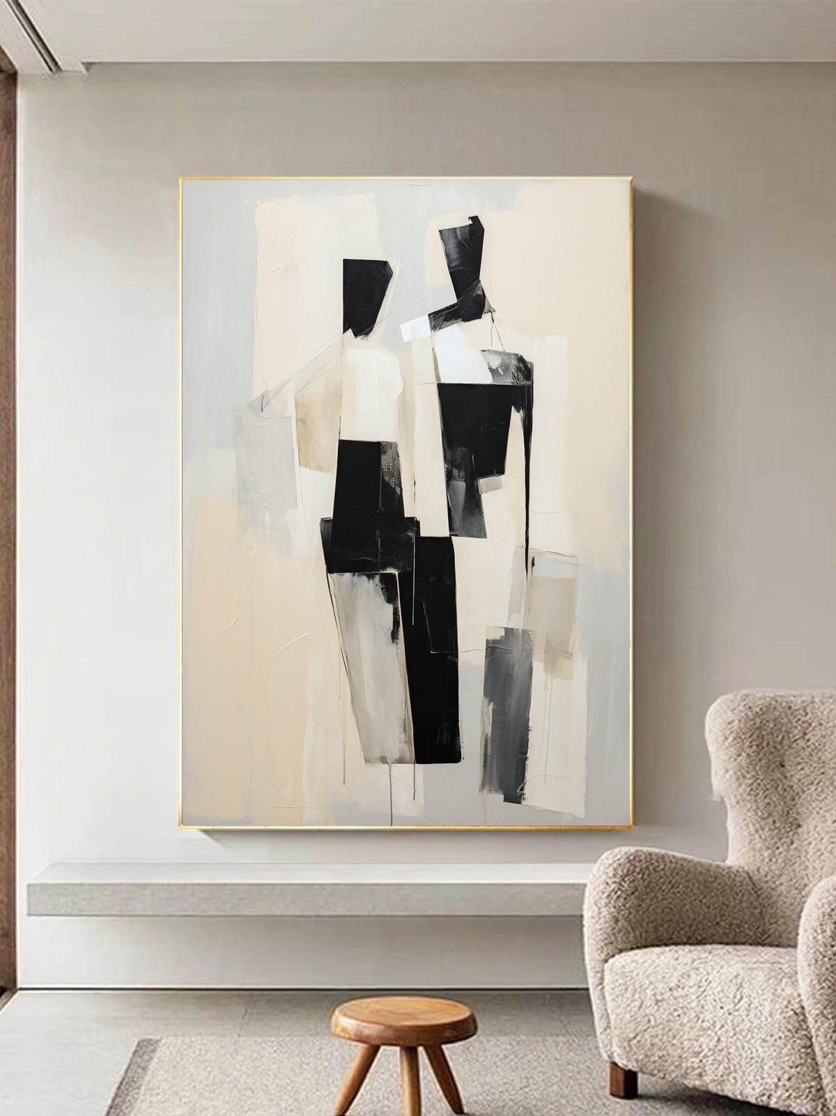 Modern Couple Painting Black White Wall Art