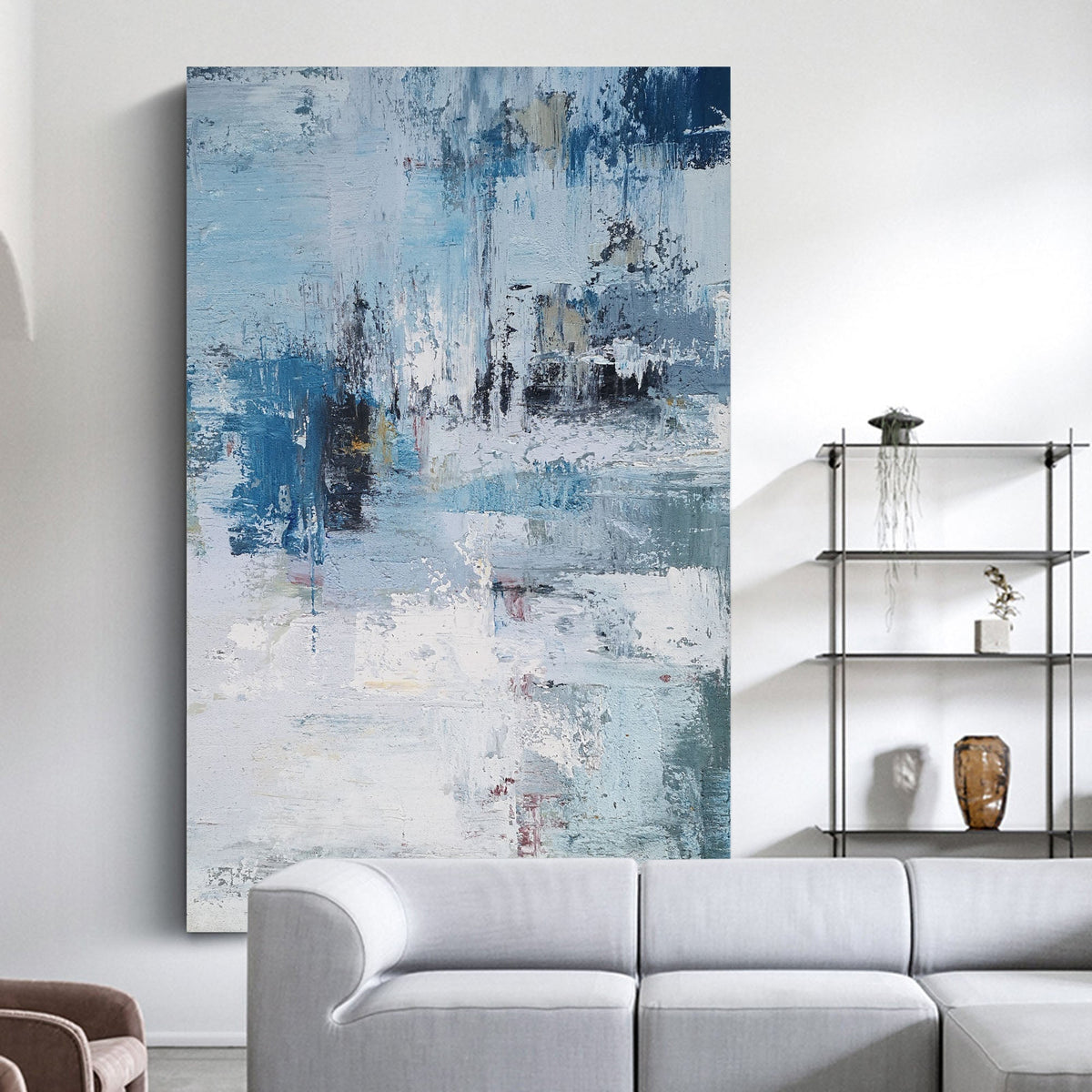 Coastal Breeze Abstract Oil Painting Vertical