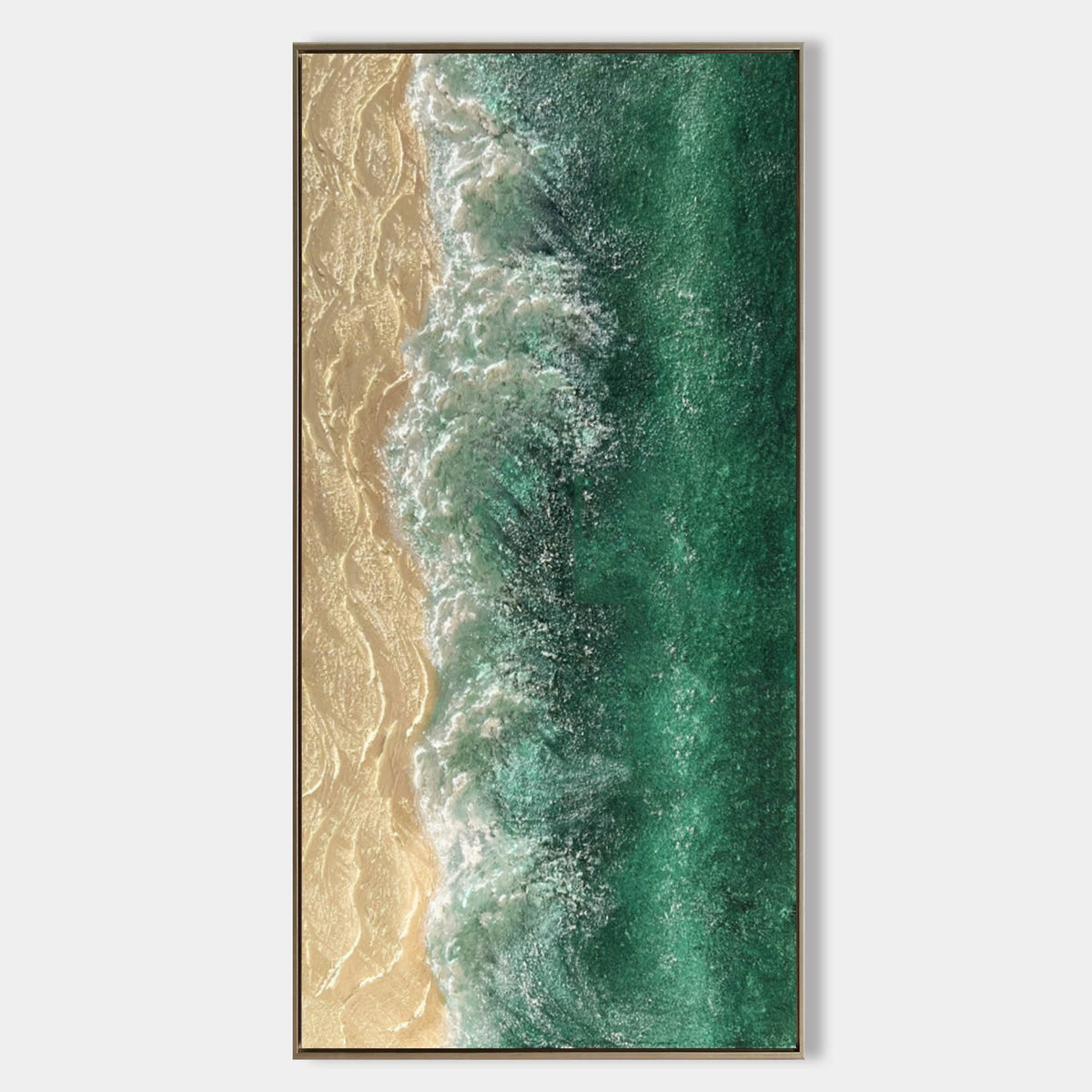 Wall Art Vertical Abstract Crashing Wave Emerald