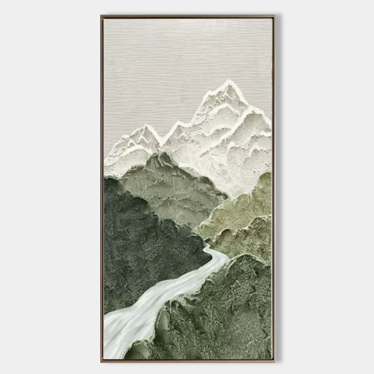 3D Textured Mountain Landscape Painting Minimalist Nature