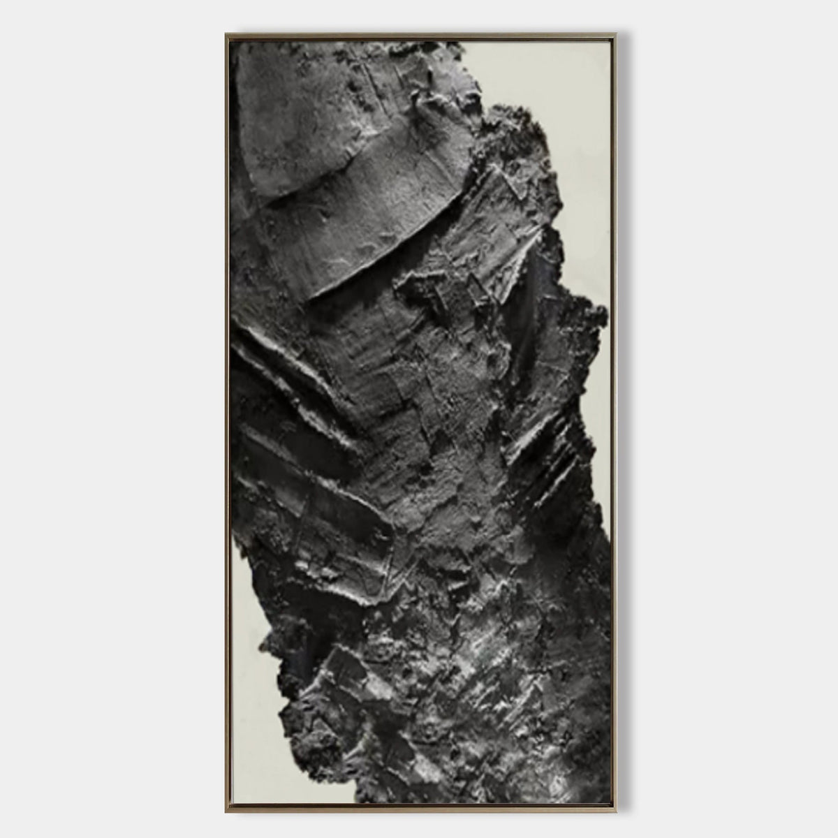 Plaster Art Textured Black Abstract Vertical Painting