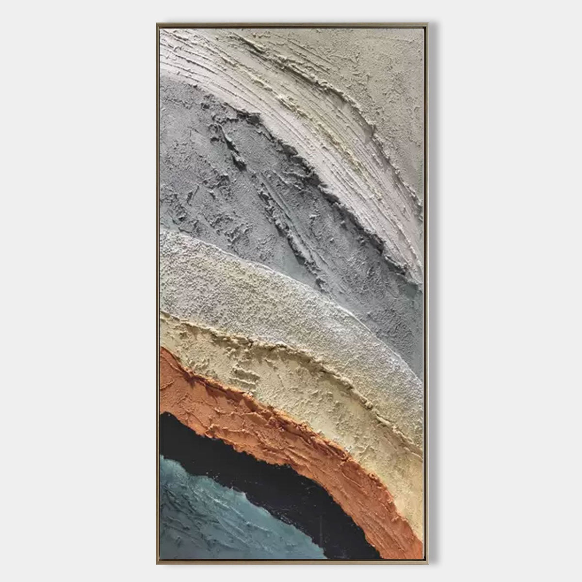 Textured Earth Tone Wave Oil Painting