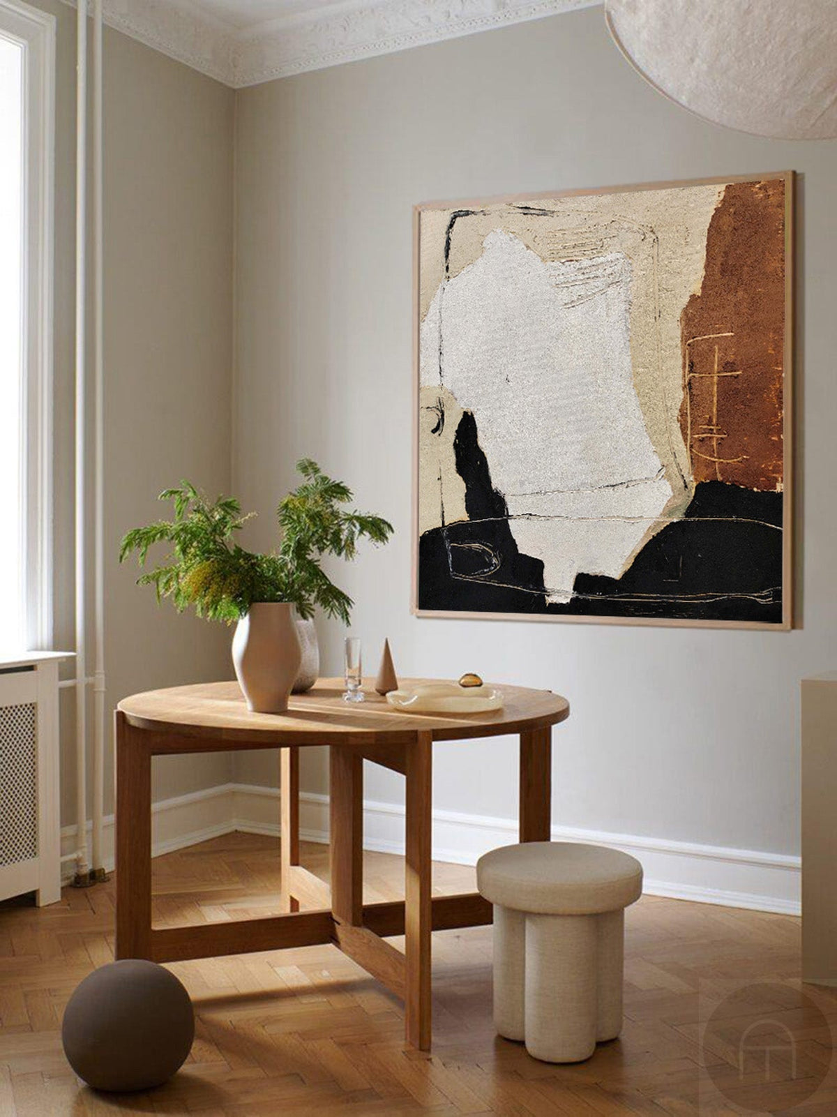 Wall Art Abstract Black Brown Painting