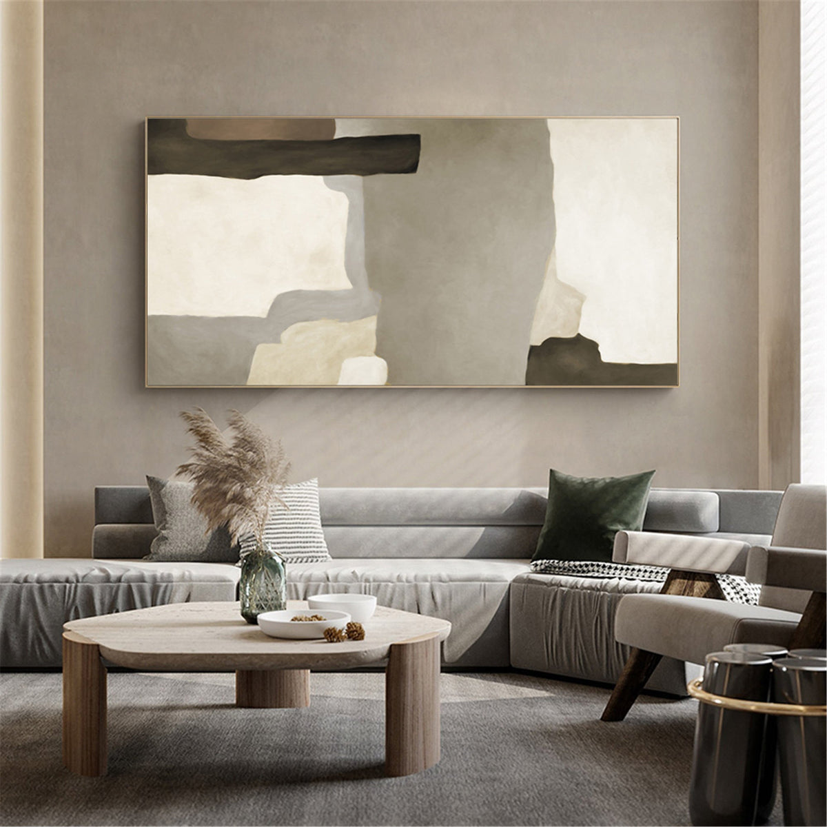 Earthy Organic Block Painting Horizontal Wabi-Sabi