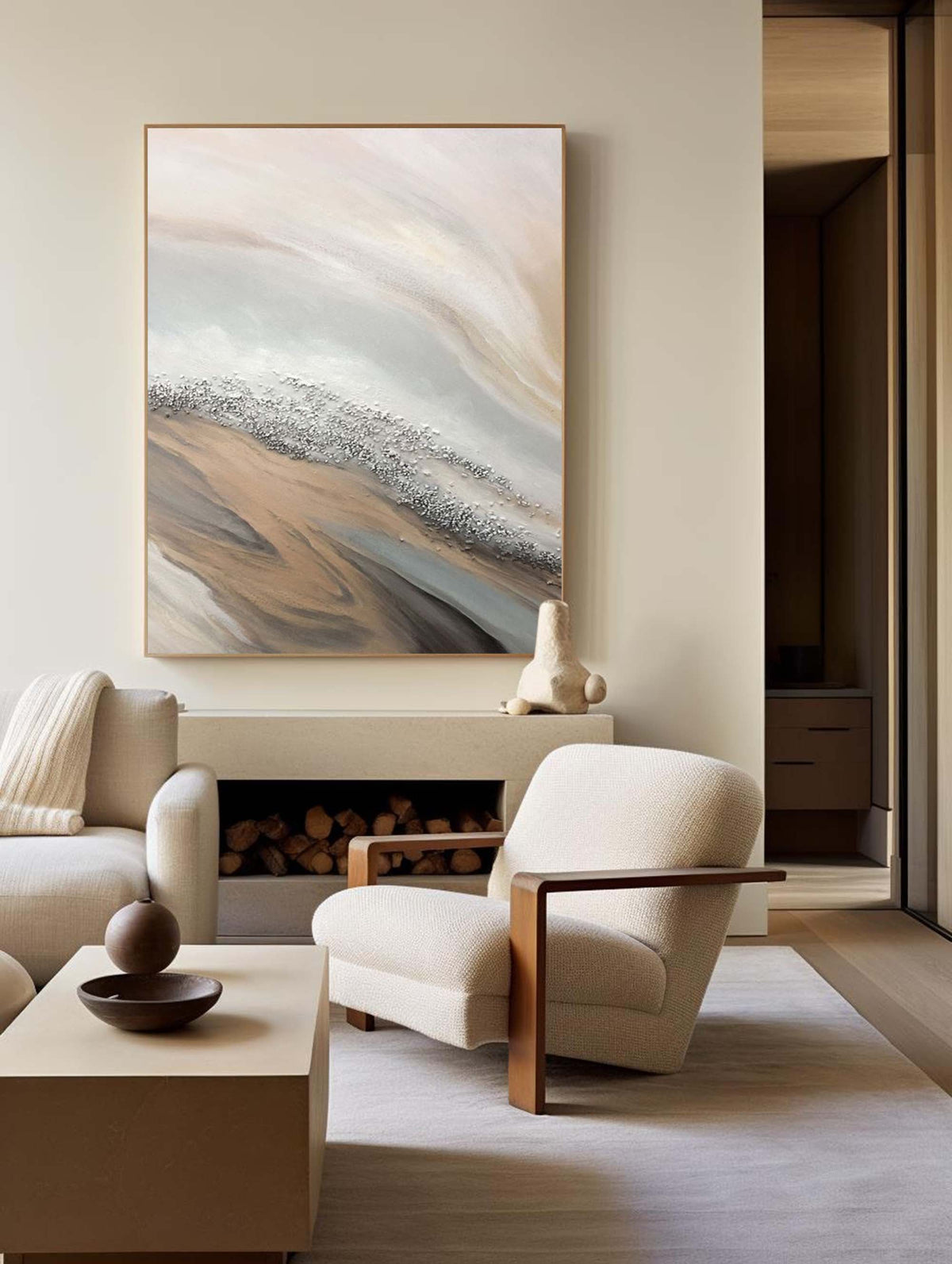 Textured Coastal Dunes Abstract Painting