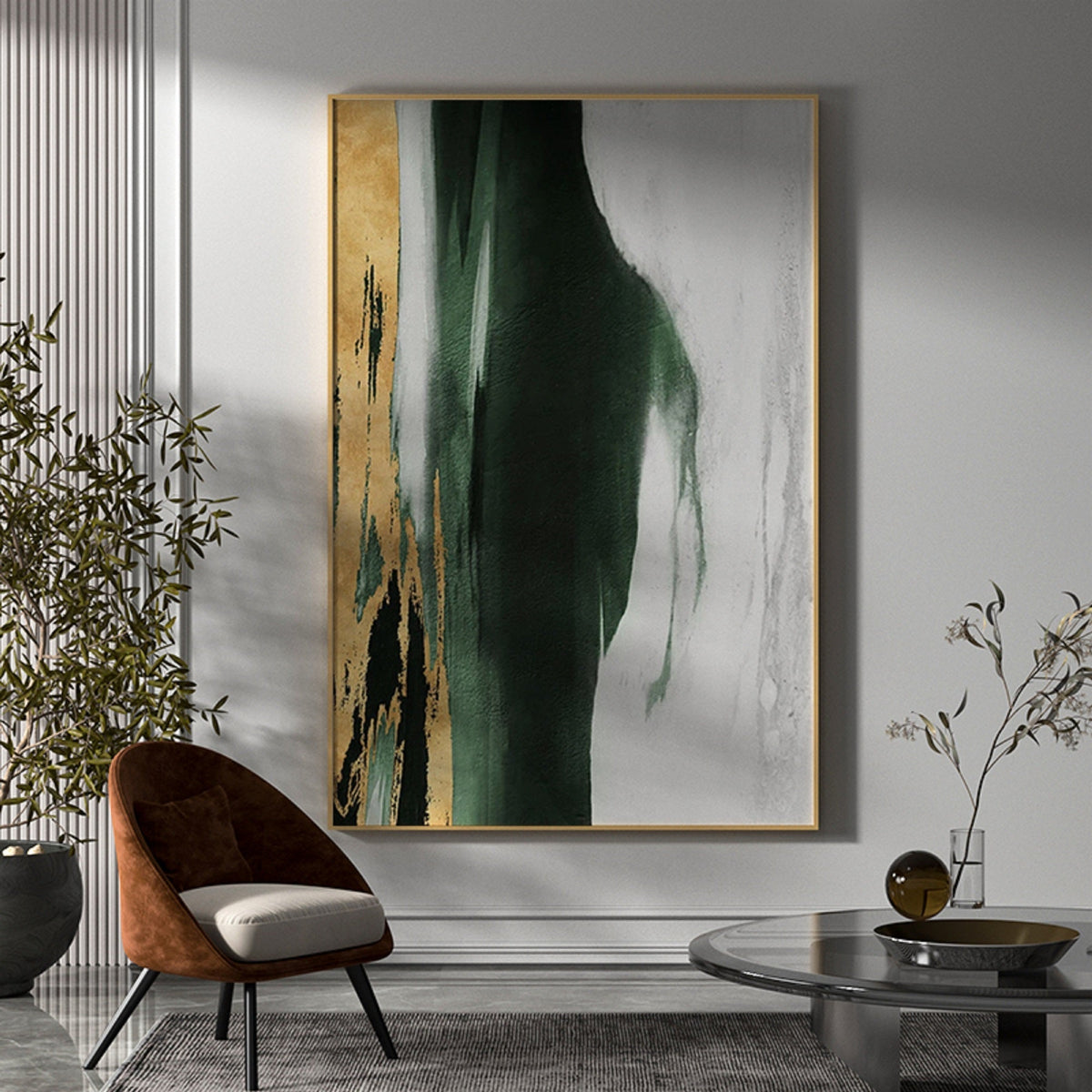 Green And Gold Abstract Painting