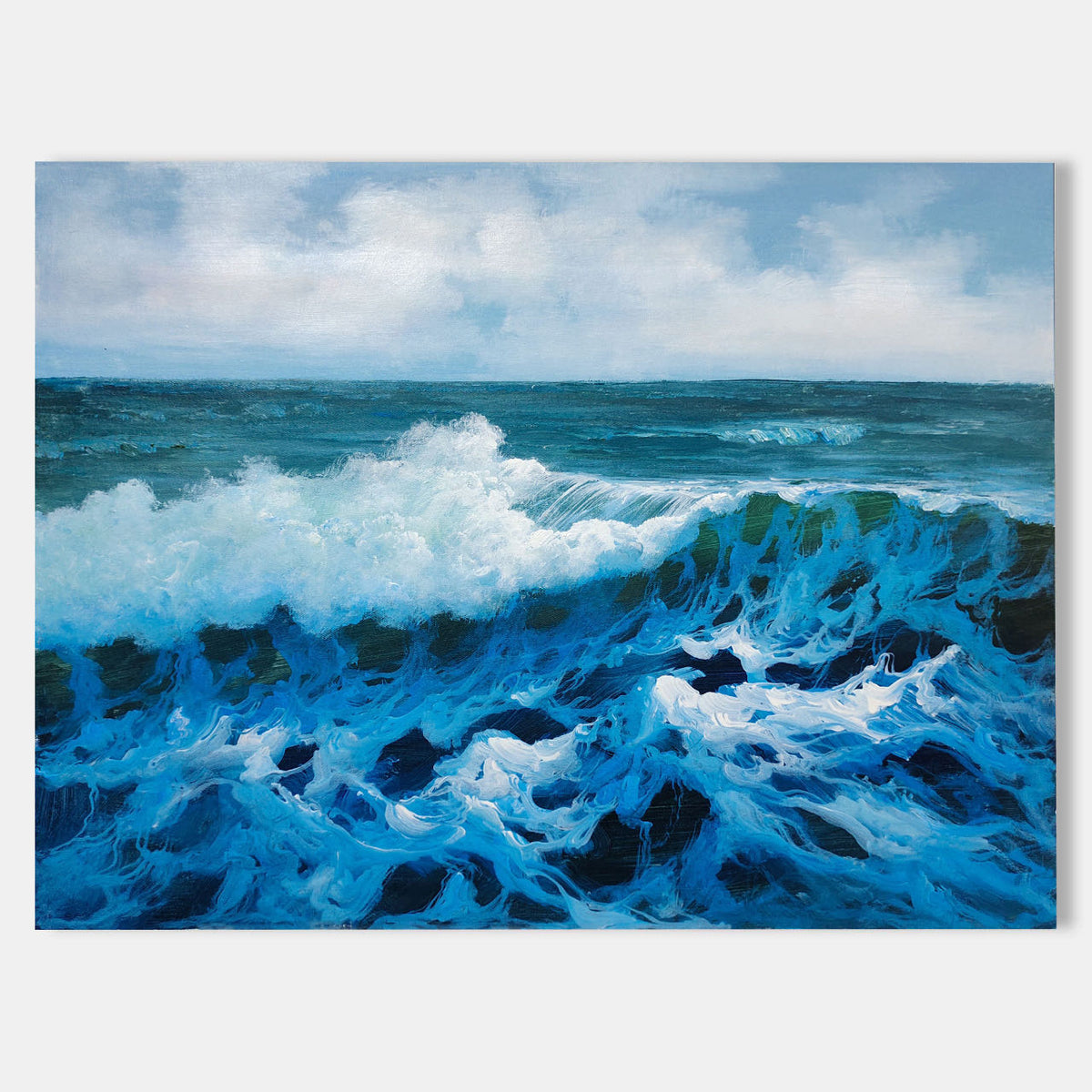 Hyperrealism Deep Blue Wave Texture Wall Art Coastal Decor