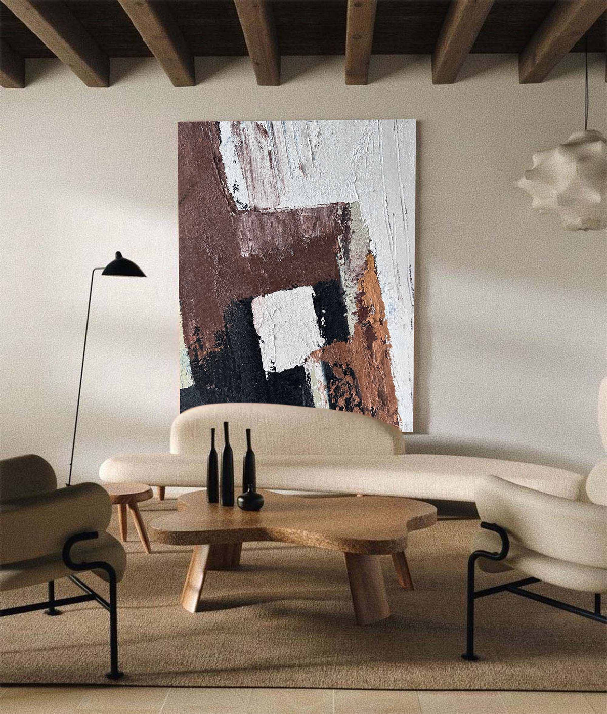 Earthy Brown Geometric Abstract Wall Art