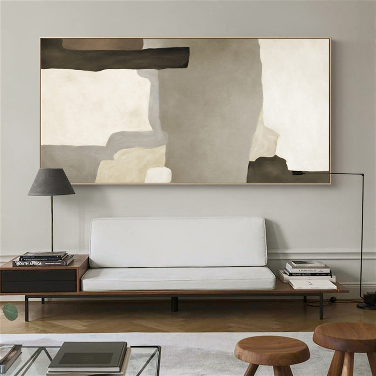 Earthy Organic Block Painting Horizontal Wabi-Sabi