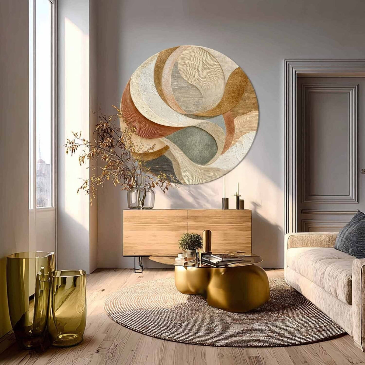 Wall Art Minimalist 3D Gold Geometric Blocks