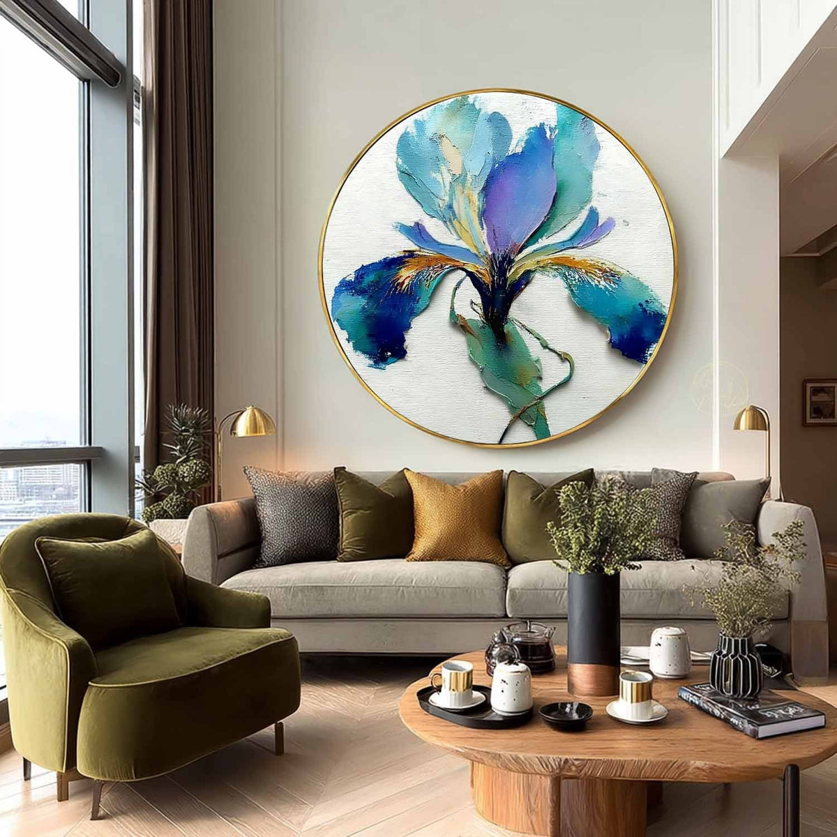 Wall Art Textured Impasto Iris Flower