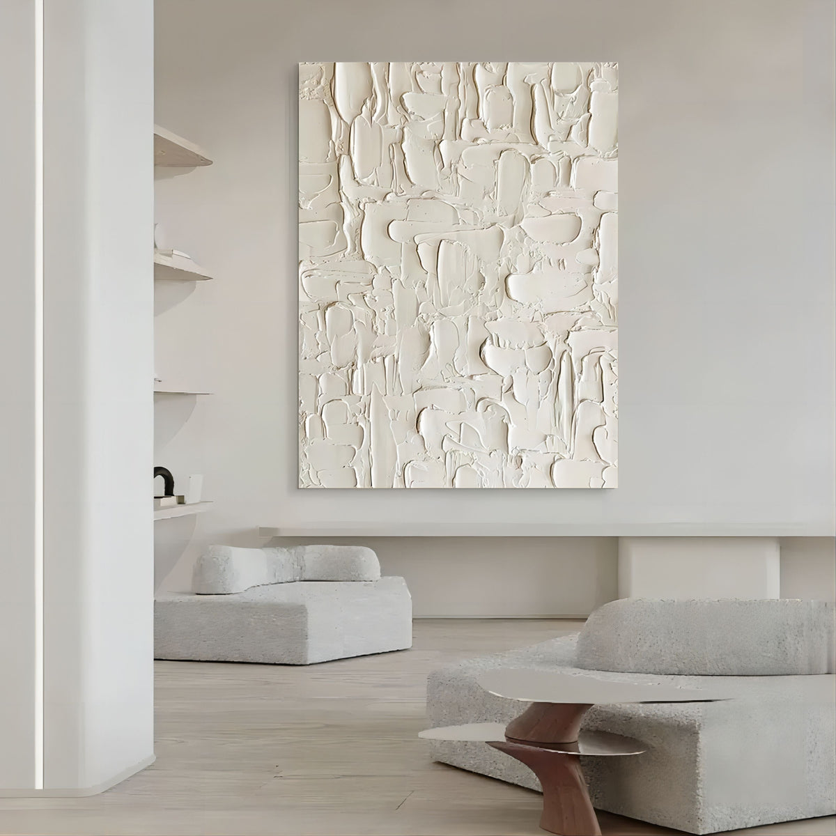 Minimalist 3D Textured White Wall Art