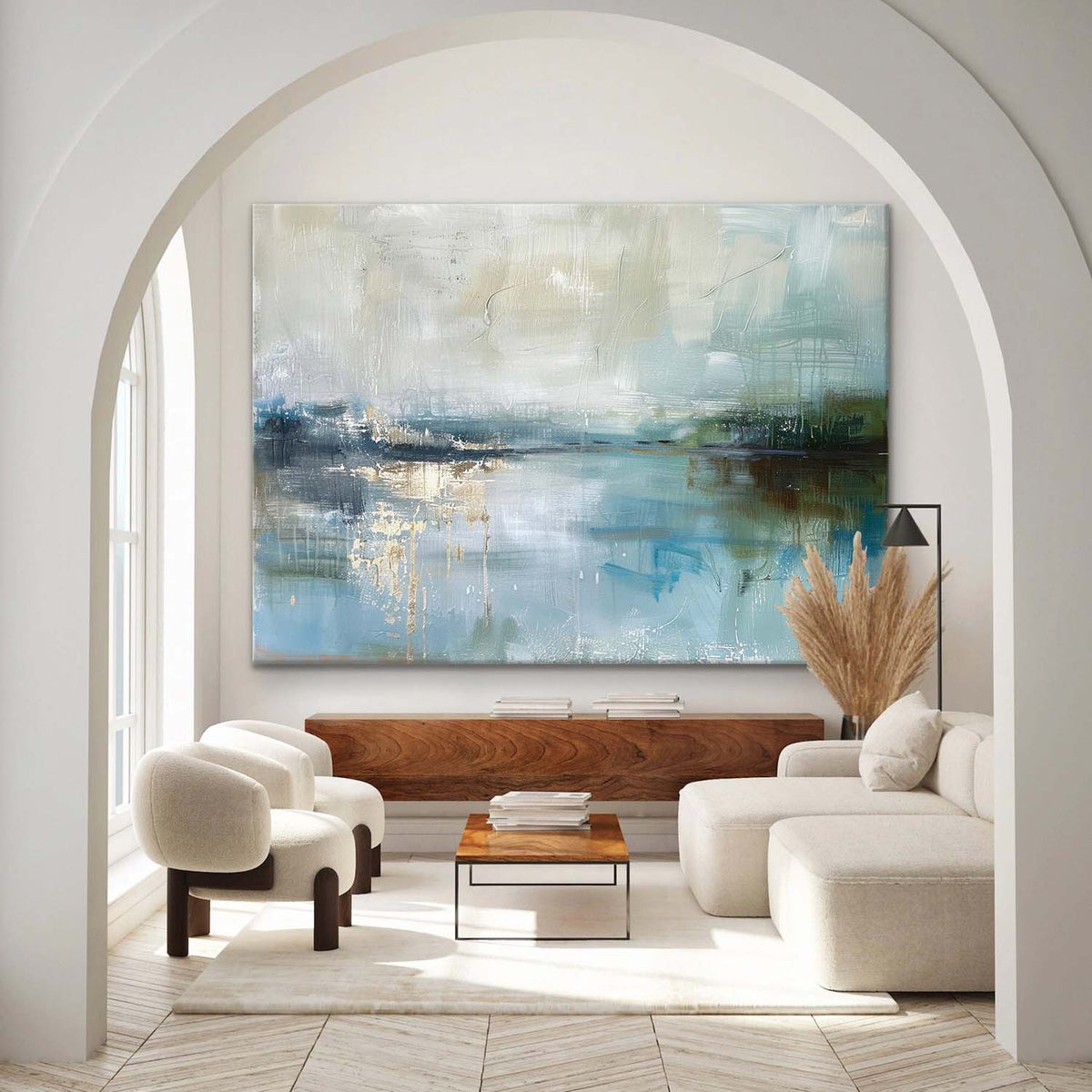 Blue Water Landscape Abstract Oil Painting