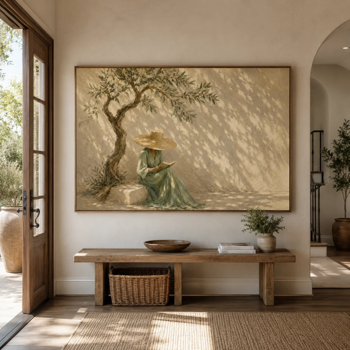 Quiet Reader Beneath the Olive Tree Oil Painting