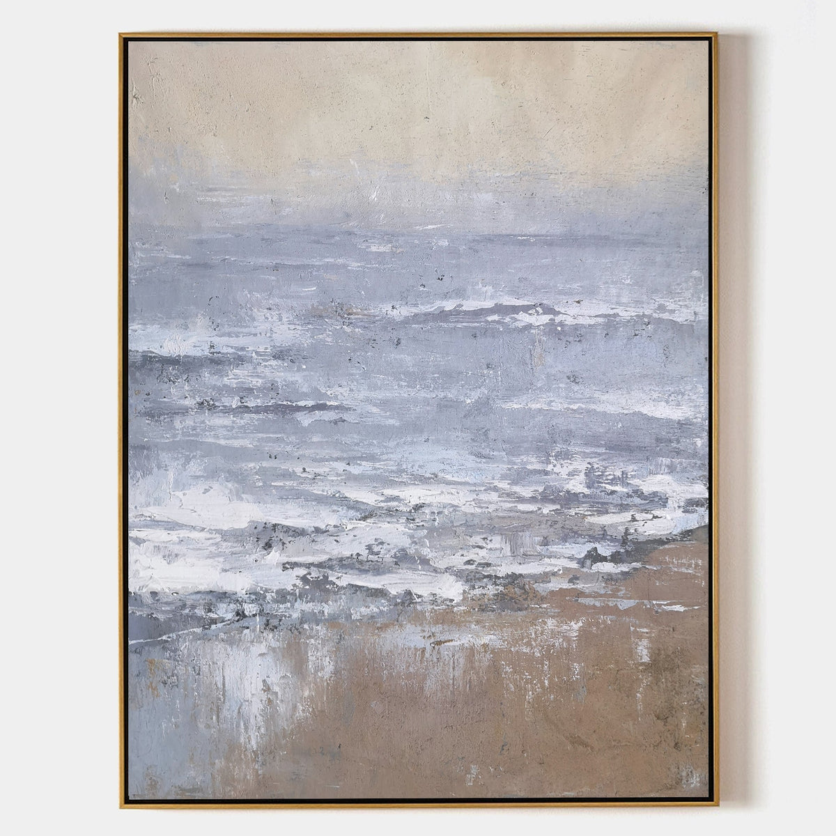 Neutral Tone Beach Landscape Oil Painting