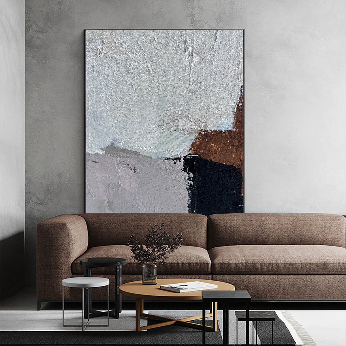 Wall Art Abstract Block Color Neutral Modern Textured Canvas for Bedroom | Neutralighting