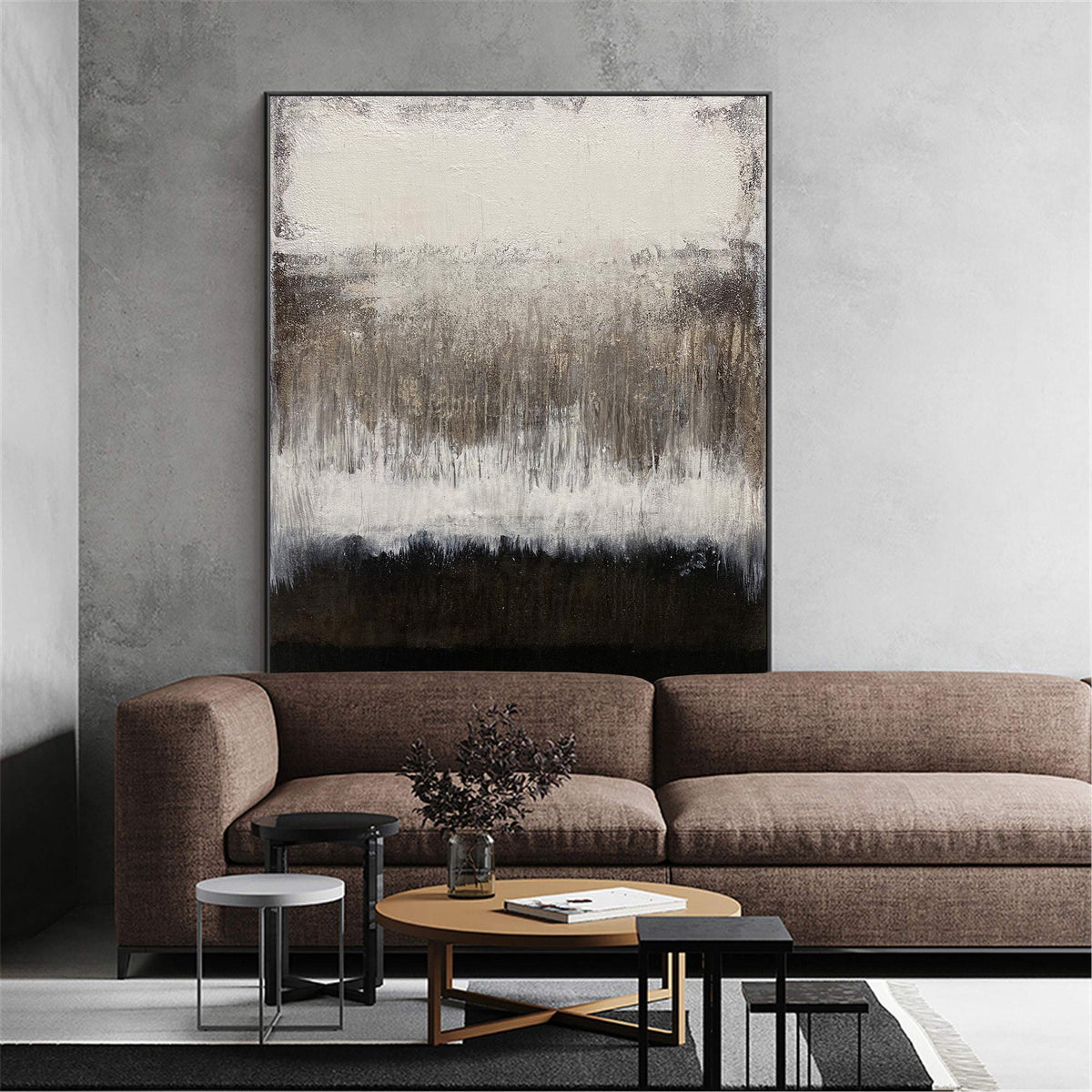 Wabi-Sabi Layered Neutral Oil Painting Textured