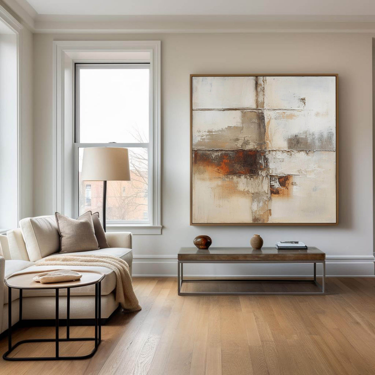 Neutral Beige Brown Abstract Painting