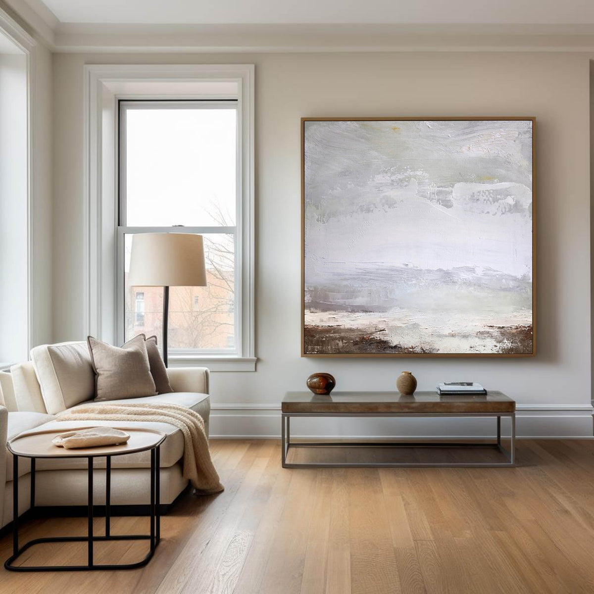 Serene Neutral Landscape Painting