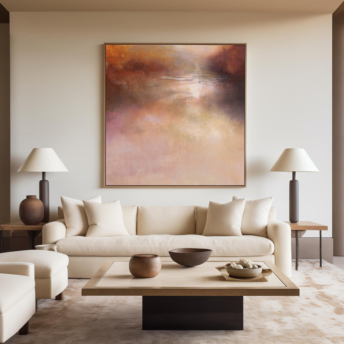Blush Terracotta Landscape Oil Painting