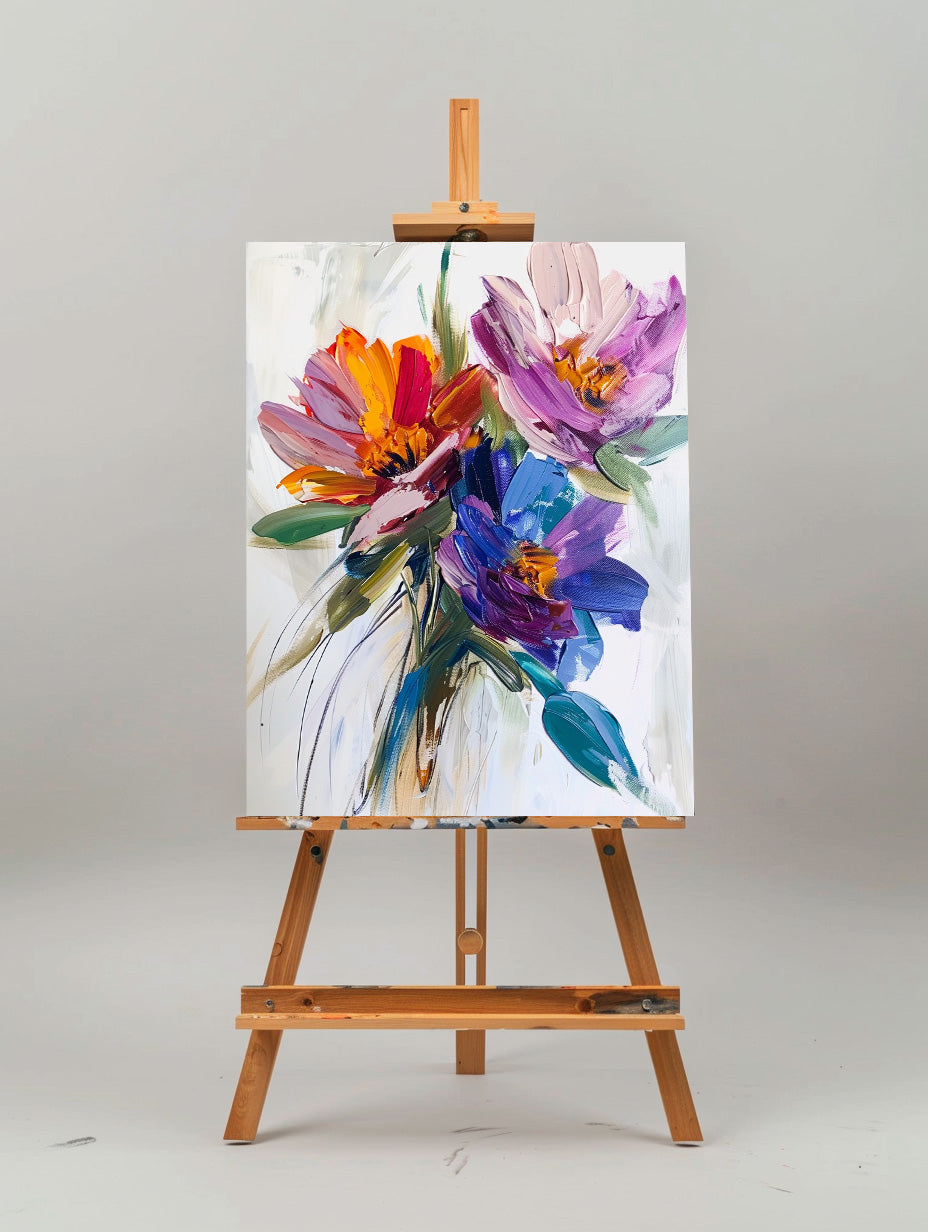 Vivid Bloom Abstract Floral Oil Painting