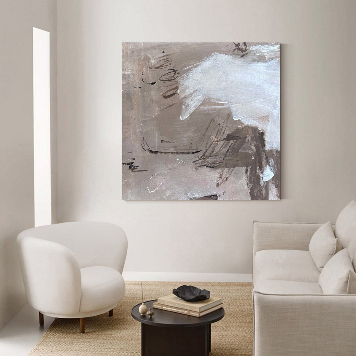Wall Art Neutral Abstract Line Sketch Texture Modern Minimalist Living Room